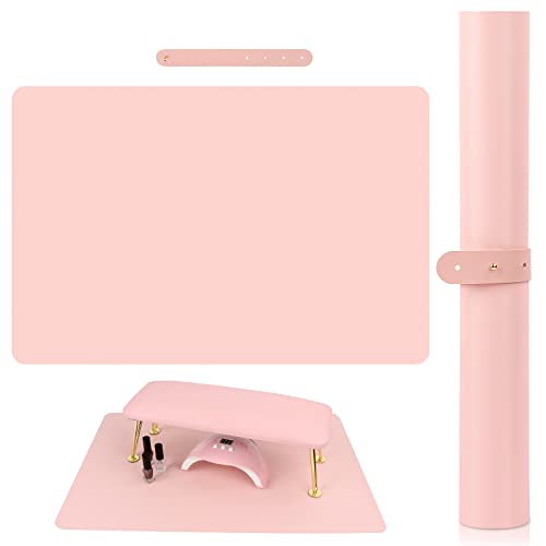 (MAT ONLY) Pink Nail Art Table Mat, Foldable Hand Rest Pad for Arm
