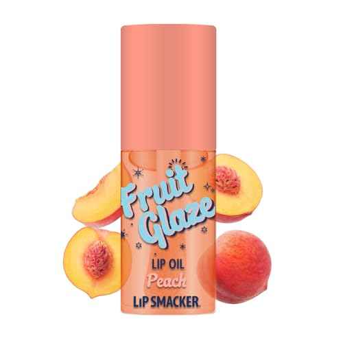 Lip Smacker Fruit Glaze Lip Oil, Ultra-Hydrating & Moisturizing with High-Shine Finish, Plush Applicator for Effortless Glide, Delicious Non-Sticky Flavor - Peach