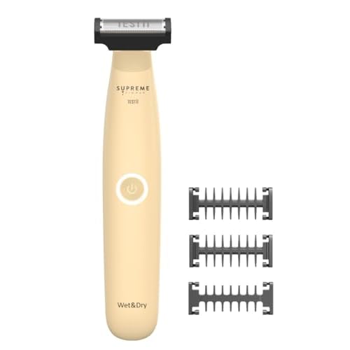 Supreme Trimmer Testii STH120 Men¡¯s Ball Trimmer and Body Groomer, Waterproof Wet Dry Use, Skin-Safe Blade System, USB-C Fast Charging, 90 Min Runtime, Replacement Heads Available