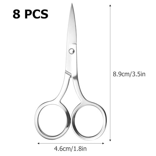 8 Pack Precision Grooming Scissors for Nose, Eyebrows & Ear Hair Trimming