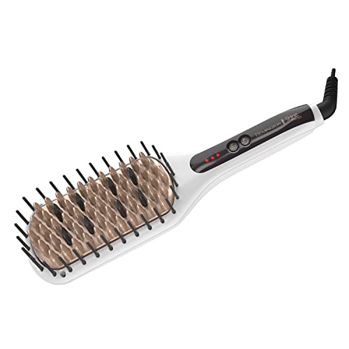 Remington Shine Therapy Hair Straightener Thermal Brush - Ceramic Infusion Technology, Argan Oil & Keratin Infused, One Pass Hair Straightener Brush with 7 Precision Heat Settings, Cool Tip Bristles