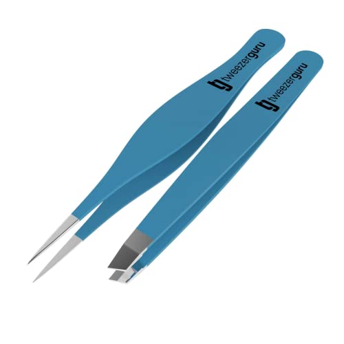 Tweezer Guru Precision Eyebrow Tweezers Set of 2 - Stainless Steel