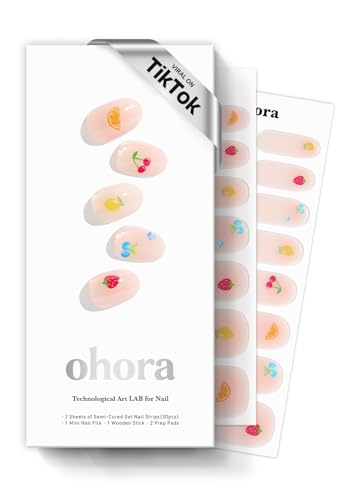 ohora Semi Cured Gel Nail Strips - Vegan, Easy Application, 30 Wraps