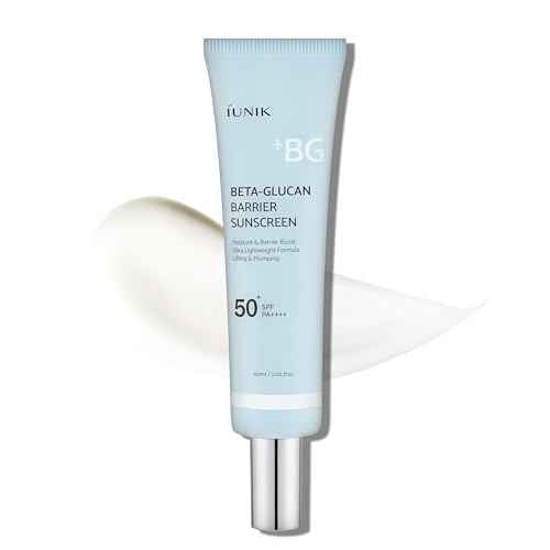IUNIK Beta-Glucan Water Barrier Moisture Daily Sunscreen Matte & No White Cast SPF 50+ PA++++ Vegan Lifting & Plumping Moisturizing Daily Sun Cream for Dry Oily Sensitive Skin Korean Skincare