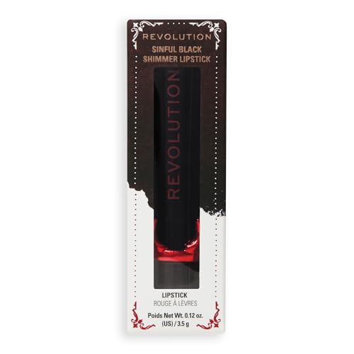 Revolution Beauty Truly Sinful Black Lipstick with Glitter & Ring