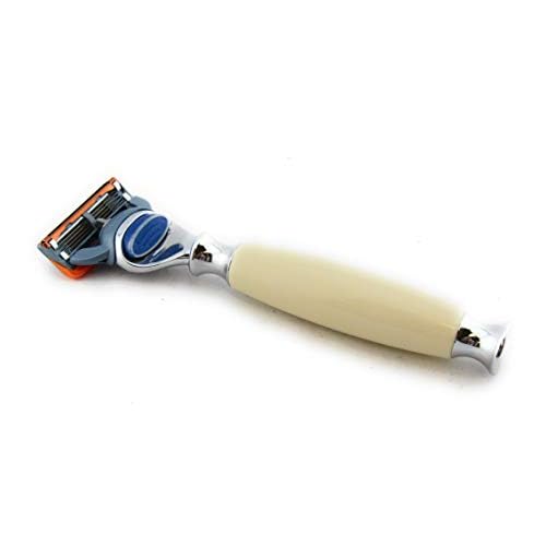 G.B.S Men's Grooming Kit - 5 Blade Ivory Razor, Ceramic Mug, Glycerin Soap, Shaving Brush, Stand Ultimate Includes 1 Blade
