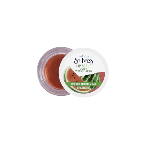 St. Ives Watermelon Lip Scrub – Natural Sugar Exfoliator, 0.5oz