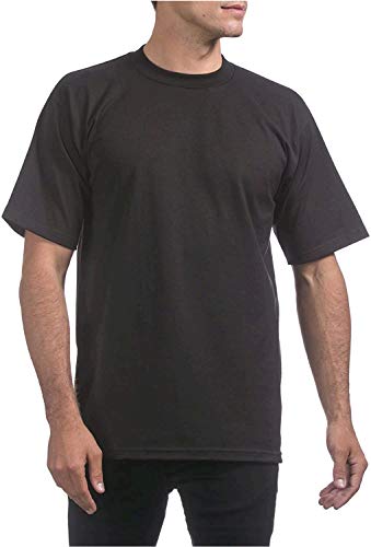 Pro Club Men's Heavyweight Cotton Short Sleeve Crew Neck T-Shirt, Black, X-Large