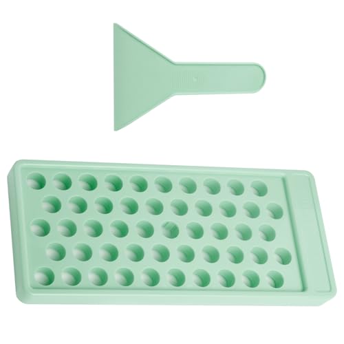 JuLand 50-Slot Lip Balm Filling Tray with Spatulas - Complete DIY Chapstick Making Kit, Compatible with 5.5ml Empty Lip Balm Tubes (Tubes Not Included)