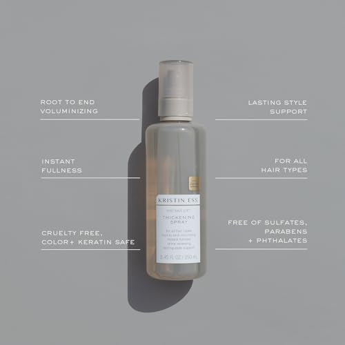 Kristin Ess Hair Instant Lift Thickening Spray for Volume + Fullness on Fine Hair, Shine Renewing, Style Support, Sulfate and Paraben Free, 8.45 fl. oz.