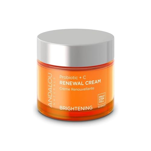 Andalou Naturals Probiotic + Vitamin C Renewal Cream-Complexion Enhancing Hydrating Face Moisturizer-Helps Promote Firmer Skin&More Even Tone-Lightweight,Non-Greasy Formula-1.7 Oz,(Pack of 2)