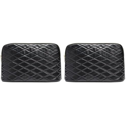 Conair Makeup Bag, Cosmetic Bag - Great for Makeup Brushes or Cosmetics, Perfect Size for Tote Bag or Carry-On, Organizer Shape in Black Diamond Quilt Pattern (Pack of 2)