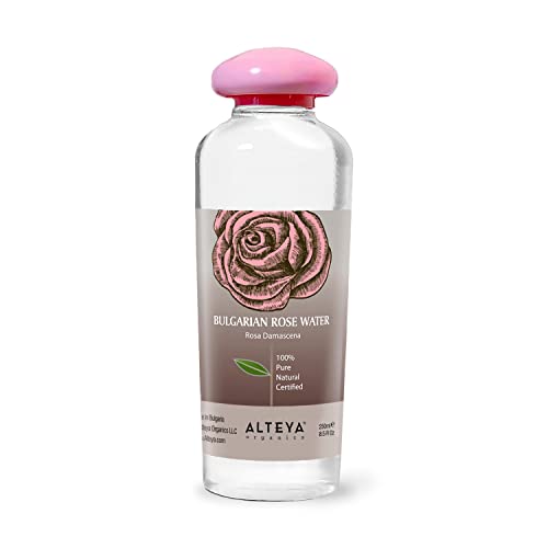 Alteya Organics Rose Water Natural Facial Toner, 8.5 Fl Oz/250mL Pure Bulgarian Rosa Damascena Flower Water, Award-Winning Moisturizer BPA-Free Bottle with Reducer