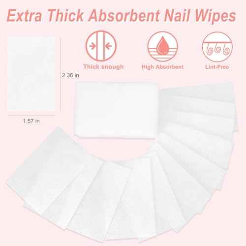 Eyxformula 270 Pcs Lint Free Nail Wipes - Thick and Absorbent Gel Polish Removal Cotton Pads Nail Supplies for Home & Salon Manicure