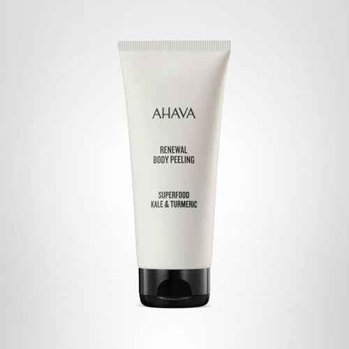 AHAVA Superfood Kale & Turmeric Smoothing Anti-Aging Body Scrub - In-shower gel peel to detox & renew the skin, reinforces the skin’s natural barrier with Anti-Aging Kale,Turmeric & Osmoter, 6.8 Fl.Oz