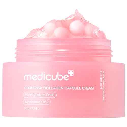 medicube Salmon DNA PDRN Pink Collagen Capsule Cream, Face Moisturizer | Lightweight Moisturizing Cream | PDRN, Niacinamide for Uneven Skin Tone, Glow hydration | Korean Skin Care 1.94 oz