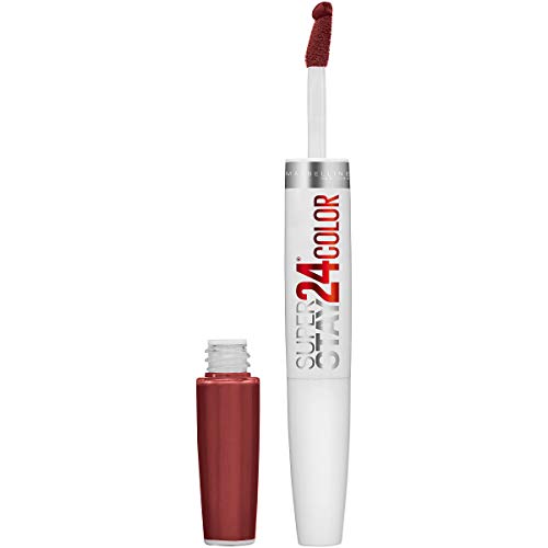 Maybelline Super Stay 24, 2-Step Liquid Lipstick Makeup, Long Lasting Highly Pigmented Color with Moisturizing Balm, Everlasting Wine, Plum Red, 1 Count