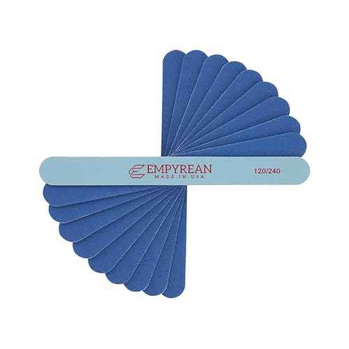 Empyrean Premium Nail Files | Made in USA | Coarse 120/240 Fine | Professionals Choice | Disinfectable Washable Reusable | Blue Nail File