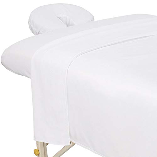 ForPro White Premium Microfiber 3-Piece Massage Sheet Set - 63x100 Flat, 36x77 Fitted, 7" Face Rest