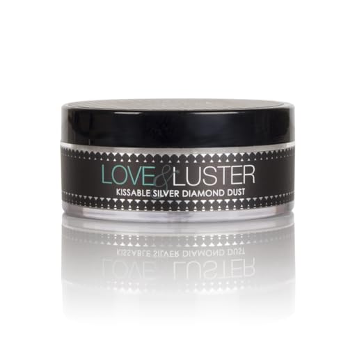Sensuva Love & Luster Kissable Diamond Dust | Comes with Puffer 2 oz Jar Candy Scent & Flavored Highlighter, Mica Powder, Silver Body Shimmer Face Highlighter Powder, Illuminator for Party & Festival
