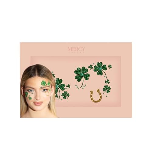 St Patricks Day Face Jewels by Mercy London Clover Costume Accessories Face Gems Jewels All In One Halloween Headpiece Stick On