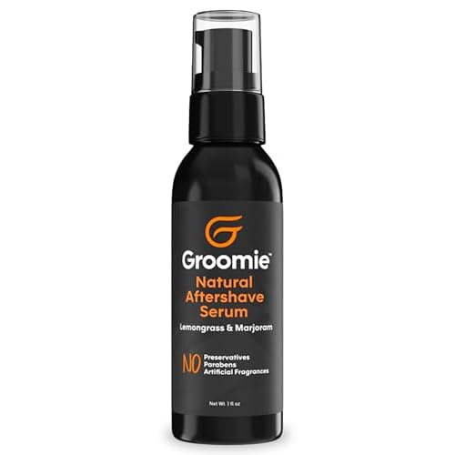 Groomie Natural Aftershave Serum for Bald Men - Mens Skin Care and After Shave for Head, Neck, Face & Chin - Soothing Balm to Tend Skin and Prevent Bumps and Razor Burn After Hair Removal - 1 OZ
