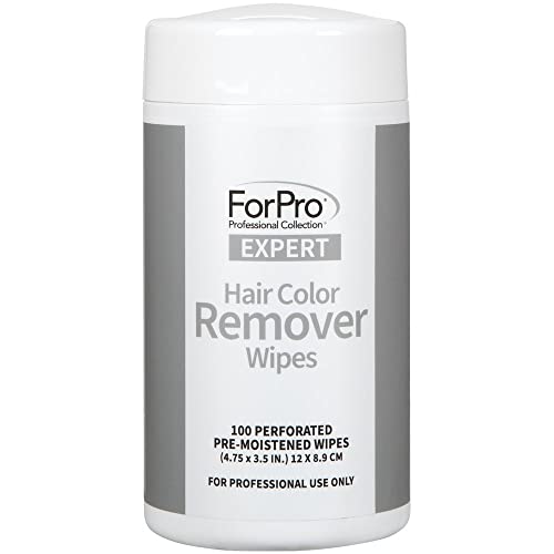 ForPro Professional Collection Expert Hair Color Remover Wipes, Pre-Moistened, Perforated Towelettes, Non-Irritating, Hypoallergenic Formula, Clean Fresh Scent, 100-Count