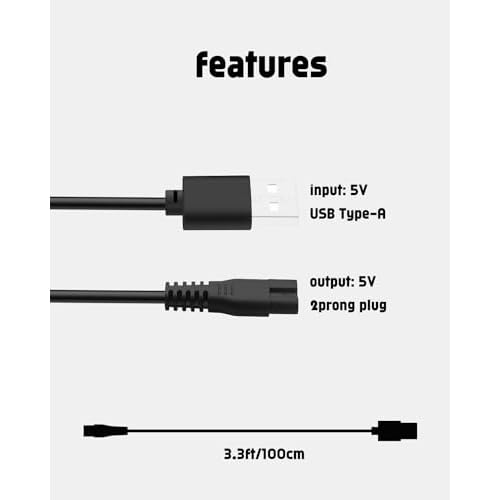 uijino Manspot Charger Cable Compatible with Manspot Trimmer HCW003A, 5V Charger for Manspot Trimmer Charger, 3.3ft Power Cord