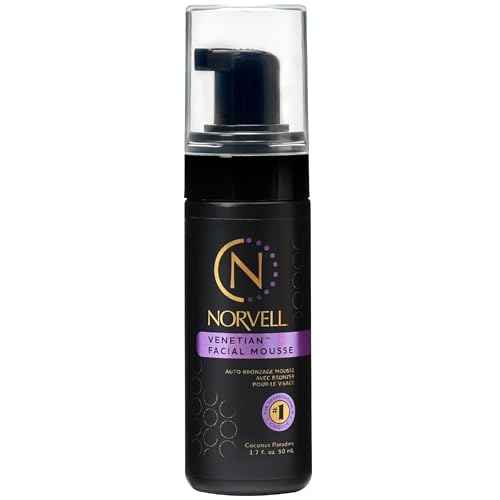 Norvell Venetian Sunless Facial Self Tanner Mousse with Bronzer 1.7 fl oz ? Instant Natural Looking Fake Tan, Anti Orange, Streak Free, Long Lasting Sunless Bronzing Glow