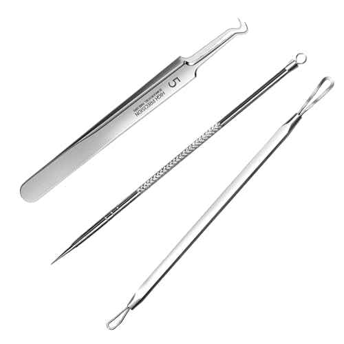3Pcs Professional Pimple Popper Tool Kit,Pimple Extractor,Surgical Grade Blackhead Remover,Blackhead Remover Tools,Acne Comedone Extractor Tool for Face, Nose, T-Zone