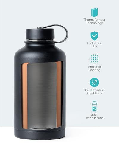 BUZIO Stainless Steel Water Bottle, 40oz Vacuum Insulated Double Wall Leak Proof Sports Water Bottle with Straw Lid and Flex Cap for Gym Travel Camping, Rose and Green