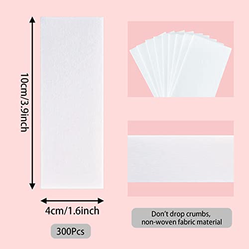 Wax Strips for Hair Removal, 300 Pieces 1.6 x 3.9 Inch Non Woven Waxing Strips Face Wax Paper Strips for Women Facial Body Arms Legs Hair Cleaning and Remover