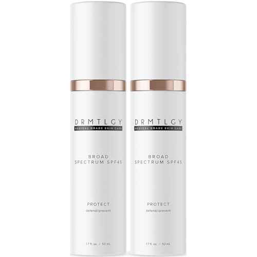 DRMTLGY Anti Aging Clear Face Sunscreen and Facial Moisturizer with Broad Spectrum SPF 45. Oil Free, Zinc Oxide Sunscreen For Sensitive Skin and Acne Prone Skin. 1.7 oz, 2 pack