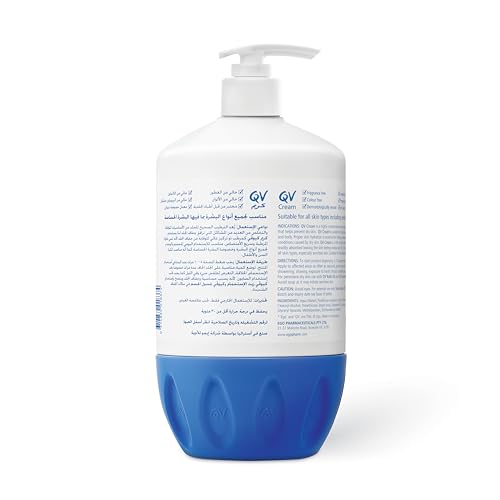 QV Cream with 10% Glycerin (1050g) Rich Protective Moisturiser for Sensitive, Dry Skin, Fragrance Free, Noncomedogenic Body Cream, Hydrating Skin Care for Eczema, Psoriasis, Dermatitis, Pump Bottle