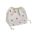 Large Makeup Bag, Cute Drawstring Cosmetic Bag with Canvas Lining, Floral Coquette Aesthetic Toiletry Bag, Travel Make Up Organizer Bag for Women and Girl (Red Cherry)