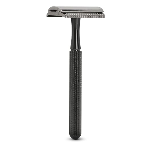 Parker 78R Double Edge Safety Razor with 5 Safety Razor Blades, Women & Men¡¯s Safety Shaving, Reusable, Plastic-Free ? Graphite