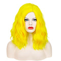 Yellow Short Bob Wig for Women - Heat-Resistant Curly/Casual Anime Cosplay Wig