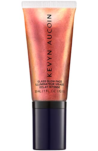 Kevyn Aucoin Glass Glow Face, Cosmic Flame: Multi-purpose universal dewy highlighter for face and body. Creates glowing youthful-looking hydrated skin with a glassy complexion. Makeup artist go to.