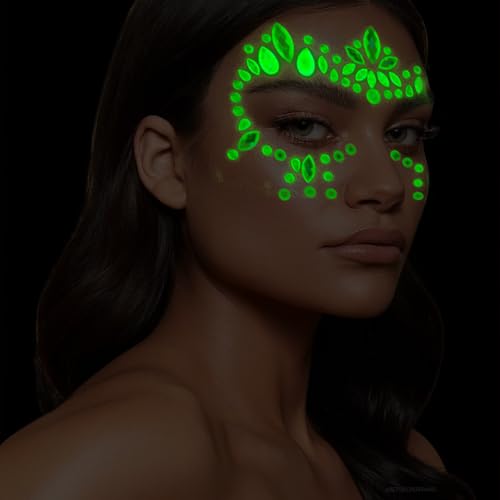 Glow-in-the-Dark Face Gems Rhinestone Tattoo Stickers