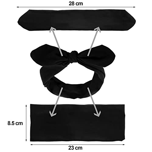 Women’s Black Bow Headbands - 2 Pack Adjustable Hair Accessories for Daily & Sport Wear