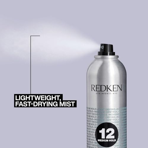 Redken Brushable Hairspray 12 For All Hair Types - Protects Against Frizz and Humidity With Flexible Medium Hold With Natural Finish