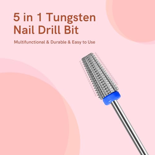 5 in 1 Medium Grit Tungsten Nail Drill Bit for Nail Drill Machine