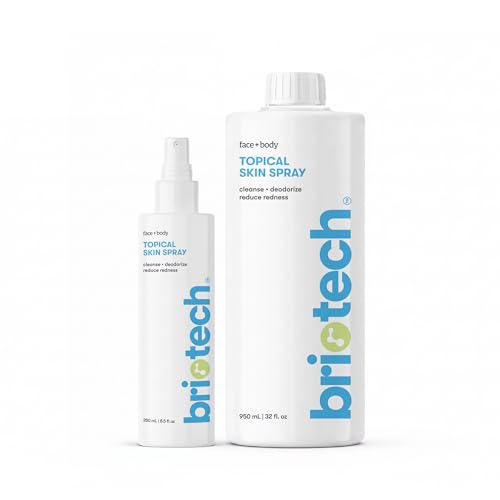 BRIOTECH Topical Skin Spray (8 fl oz) + Topical Skin Refill (32 fl oz), Hypochlorous Acid Spray Gift Bundle