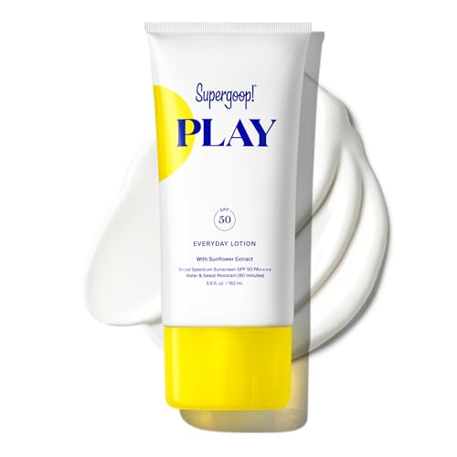 Supergoop! PLAY Everyday Lotion SPF 50-5.5 fl oz - Broad Spectrum Body & Face Sunscreen for Sensitive Skin - Great for Active Days - Fast Absorbing, Water & Sweat Resistant