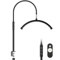Half Moon Light with Clamp, LED Manicure Table Lamp, Desk Lamp for Nail Desk, Eyelash Extensions, Skincare and Tattoo, 5 Brightness Levels and 5 Color Modes, Remote Control (Black)