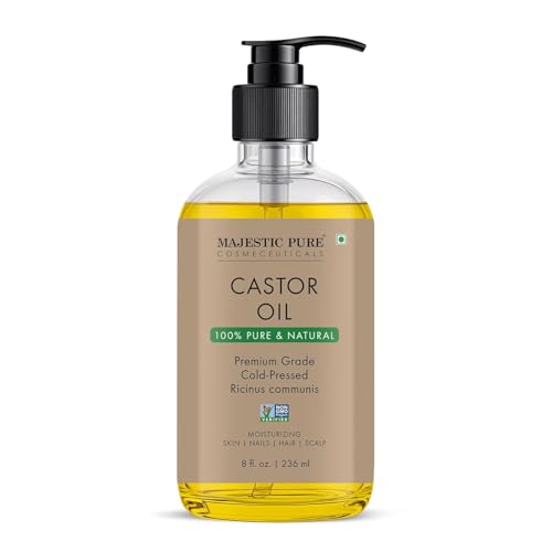 Majestic Pure Castor Oil - 100% Pure & Natural, Cold Pressed, 8 Fl Oz