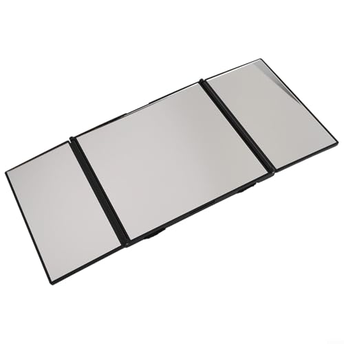 VRTYVEYBB 3-Way Tri-Fold Vanity Mirror 360° Fold-Out for Makeup & Grooming, Portable 6.7 x 6.3 inches, Black
