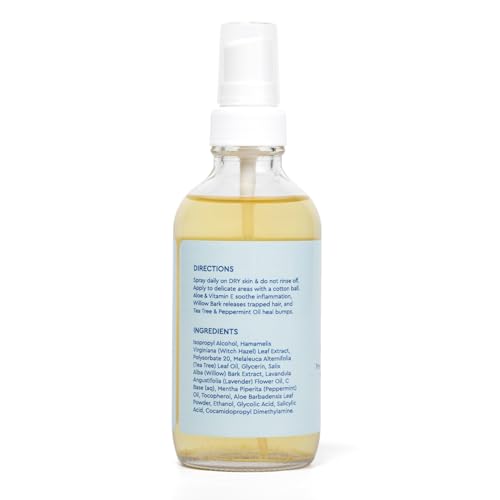 Ingrown Hair Treatment Spray 4 oz | Prevent &Treat Razor Burn, Ingrown Hairs, Hair Bumps, Bikini Bumps | Post-Wax Exfoliant for Women, Men & Teens | Natural Ingredients | Made in USA