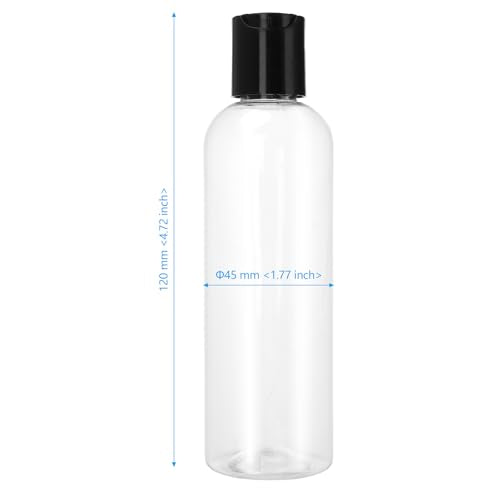 60 PCS 4oz Clear Plastic Empty Bottles, Squeezable Travel Containers with Black Disc Cap, Refillable Empty Lotion Bottles for Shampoo Lotions Shower
