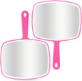 Pink 2Pcs Handheld Mirrors with Hanging Hole, 10.4" x 7.4" Portable Beauty